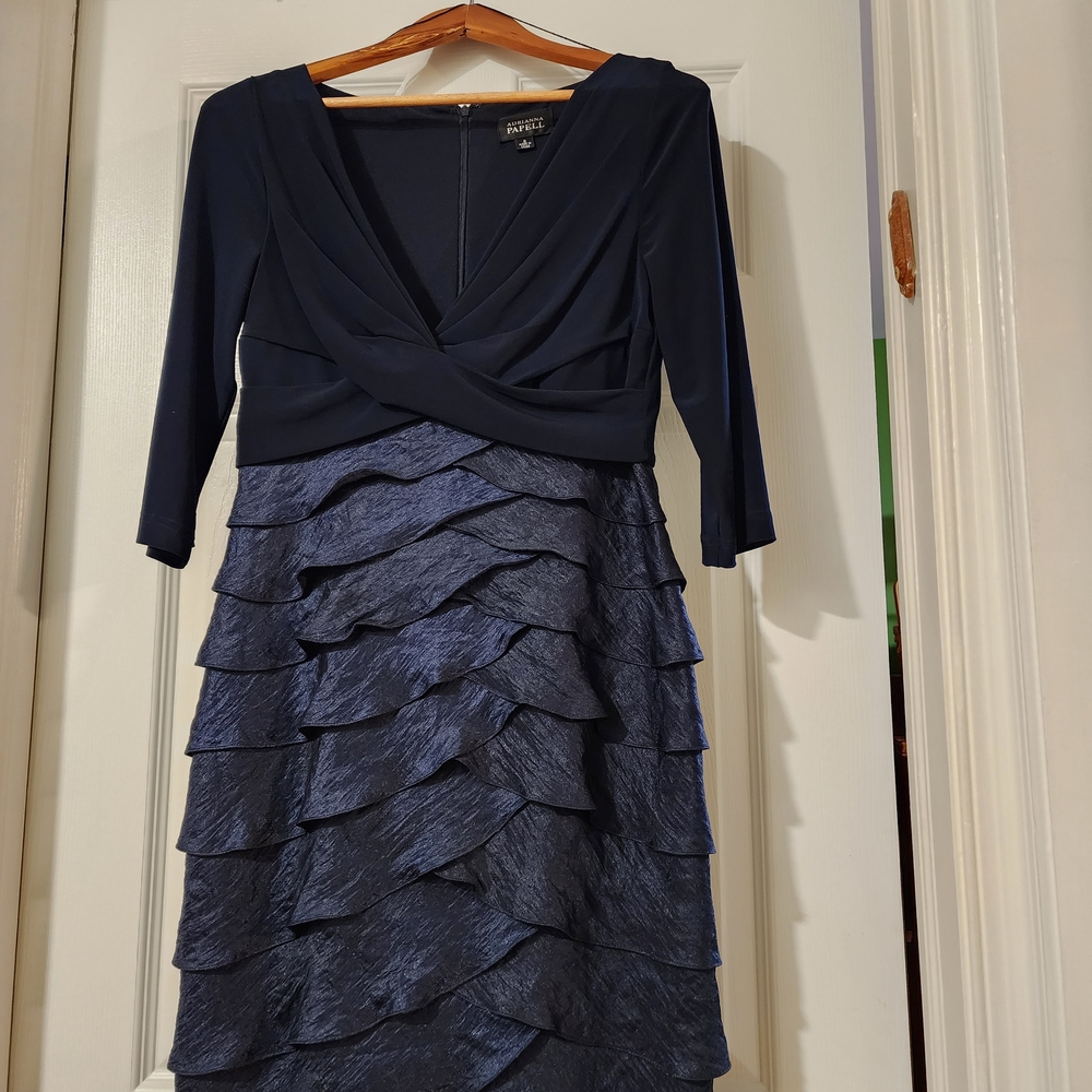 Adrianna Papell Navy 3/4 Sleeve Dress